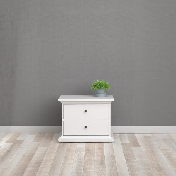 Paris nachtkastje met 2 lades - Wit Paris nachtkastje met 2 lades - Wit