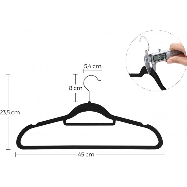 Kldgalge, sammet, 45 cm, 50-pack - Svart