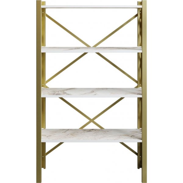 Tonga bokhylla - Guld/vit