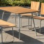 Mllan utegrupp i teak: 2 st stolar med bnk och matbord 120x80 cm