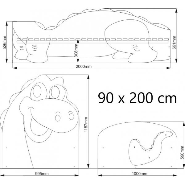 Dino barnsäng - Valfri storlek! Dino barnsäng - Valfri storlek!