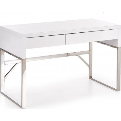 Caitlyn skrivbord i vit hgglans 120x60 cm kromade ben