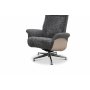 Reclinerftlj med fotpall i kta frskinn grafitgr/whitewash - Ulla + Textilskydd fr mbler