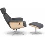 Marbck reclinerftlj med fotpall - Grtt tyg / Tr