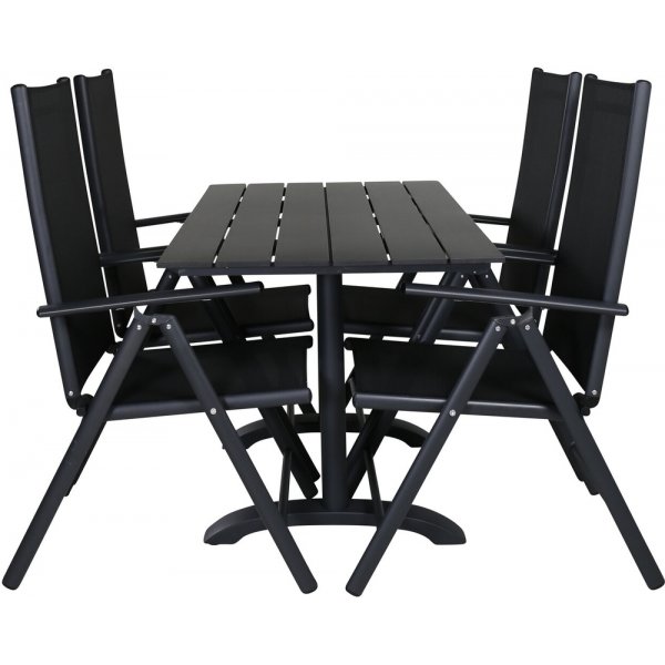 Denver utematgrupp med 4 st Break stolar - Svart