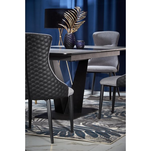 Table  manger Jaylynn 180-230 x 95 cm - Gris fonc/noir