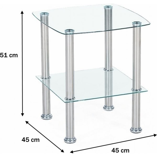 Kiera lampbord 45 x 45 cm - Metall/glas Kiera lampbord 45 x 45 cm - Metall/glas
