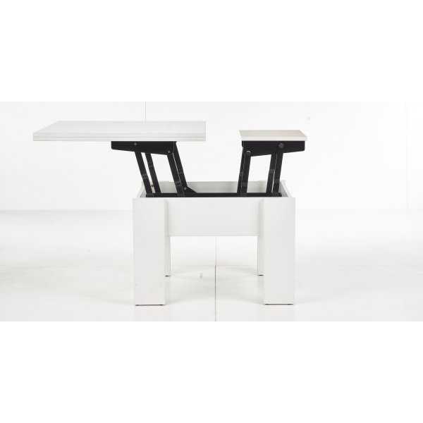 Table basse relevable et abaissante Serafin 80-160 x 80 cm - Blanc Table basse relevable et abaissante Serafin 80-160 x 80 cm - Blanc