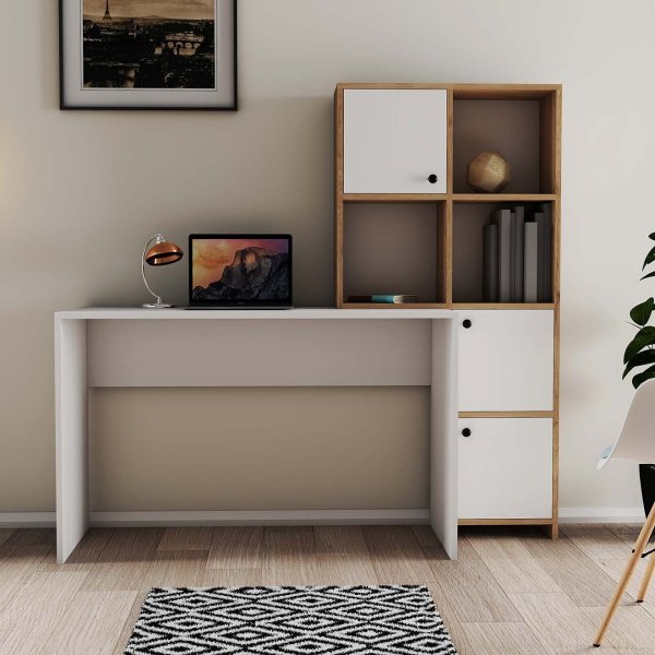 Bureau Silence 156,8 x 51,5 cm, droite - Blanc/chêne Bureau Silence 156,8 x 51,5 cm, droite - Blanc/chêne