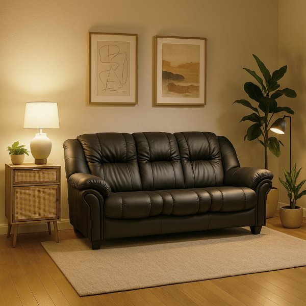 Soffa 3-sits svart PU - Rom Soffa 3-sits svart PU - Rom