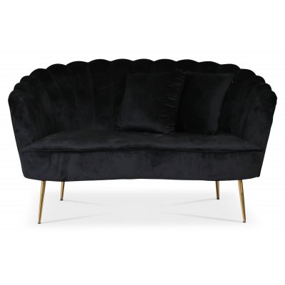 Kingsley 2-sits soffa - Svart sammet / Mässing