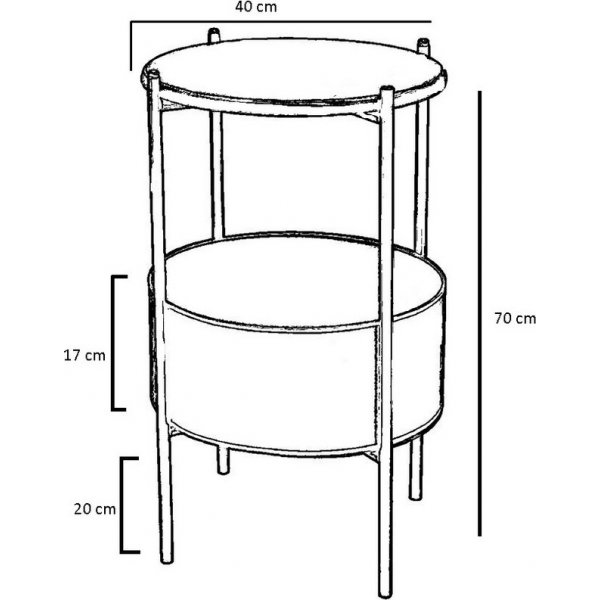 Pergo sidobord med korg Ø40 cm - Svart/ek Pergo sidobord med korg Ø40 cm - Svart/ek