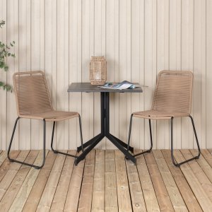 Way buiteneetgroep met 2 Lindos stoelen - Zwart/Bruin