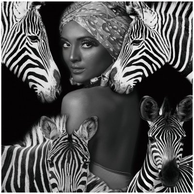 Glastavla - Zebra Queen - 120x120 cm