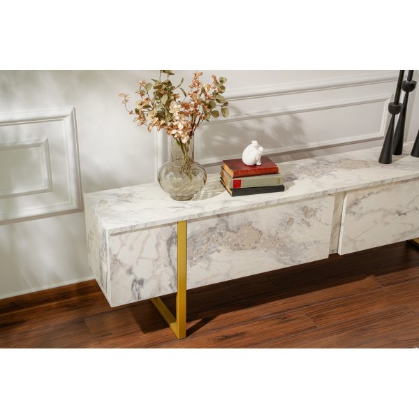 Meuble TV Serenity - Marbre blanc/or Meuble TV Serenity - Marbre blanc/or