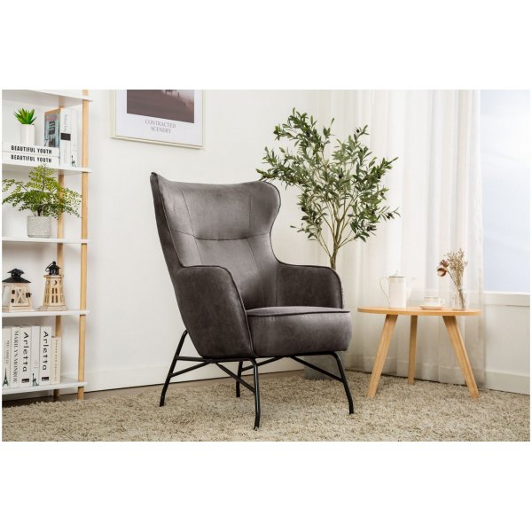 Fauteuil Melker - Noir / marron gris