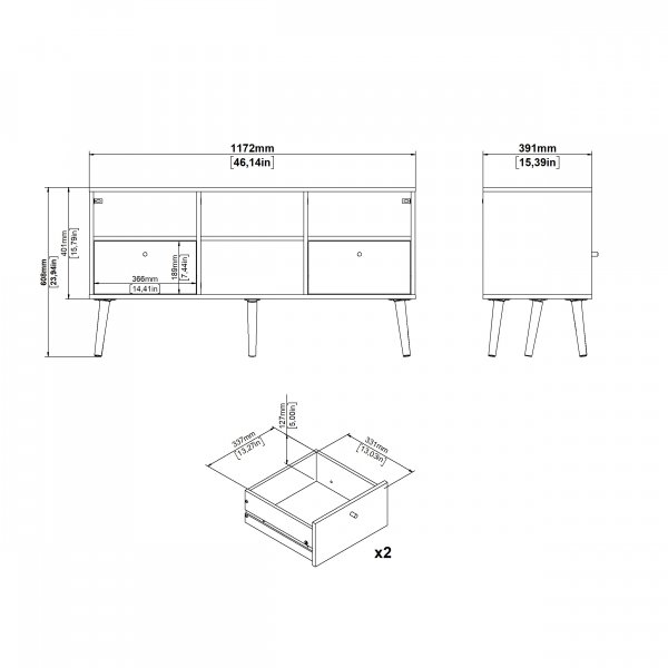 Bodo TV-möbel med 2 lådor - Vit Bodo TV-möbel med 2 lådor - Vit