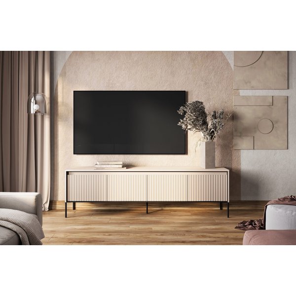 TV-bnk med LED - Beige/svart
