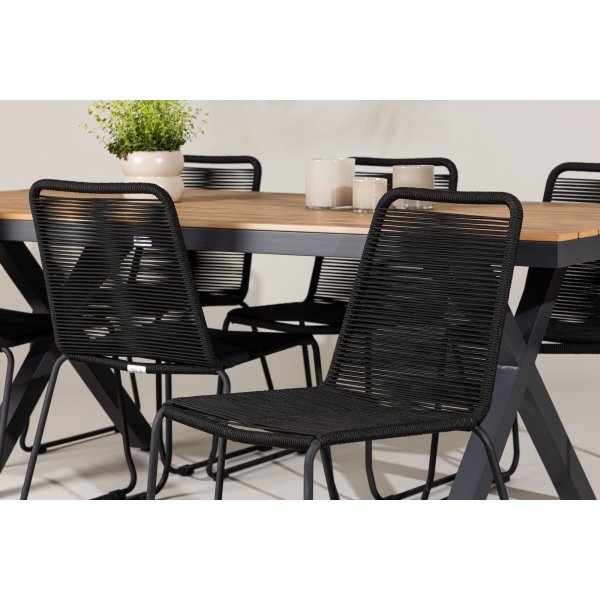 Garcia rektangulär matgrupp med 6 st Lindos stolar - Svart + 4.00 x Möbeltassar Garcia rektangulär matgrupp med 6 st Lindos stolar - Svart + 4.00 x Möbeltassar