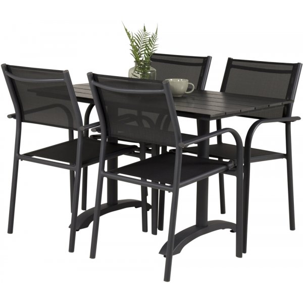 Denver utematgrupp med 4 st Santorini stolar - Svart