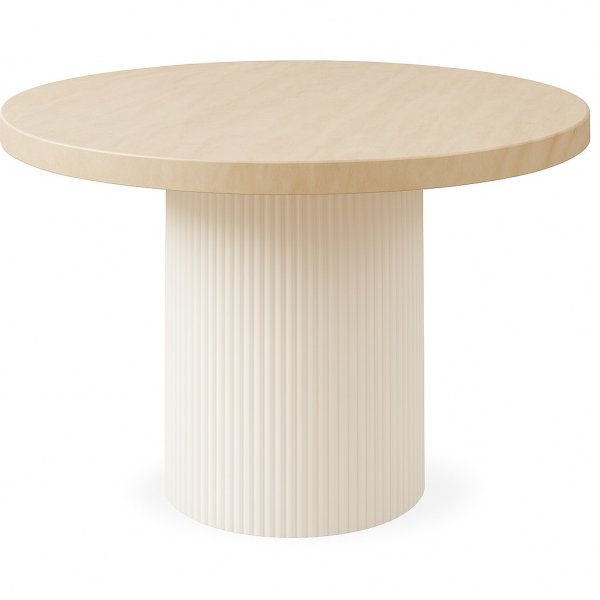 Matgrupp med 4 stolar och matbord Ø122 beige/teak - Merca/Saltö Matgrupp med 4 stolar och matbord Ø122 beige/teak - Merca/Saltö