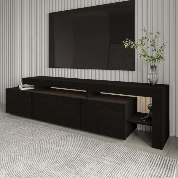 Beliz TV-bnk med LED-belysning - Svart tr