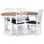 Fårö matgrupp; matbord 160/210x90 cm - Vit / oljad ek med 4 st Fårö stolar kryss i ryggen och sits i svart PU