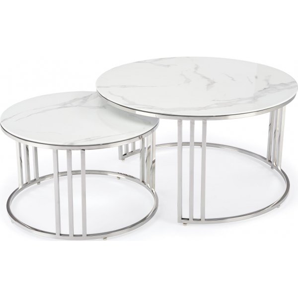 Verado soffbord 60/80 cm - Vit marmor