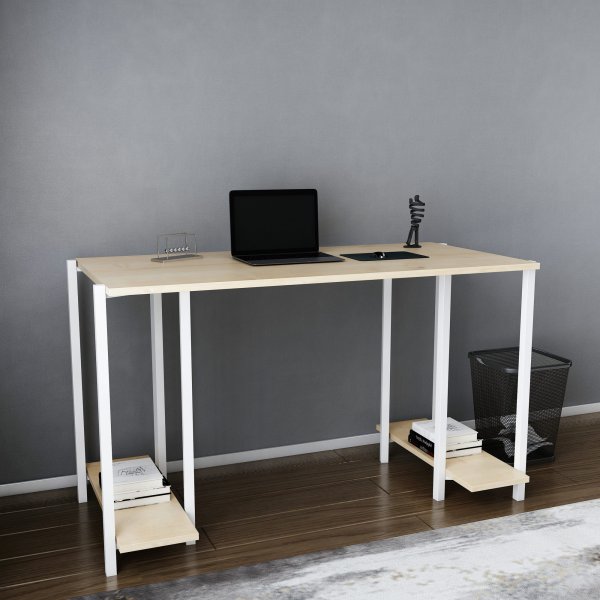 Academy skrivbord 125,2 x 60 cm - Vit/ek