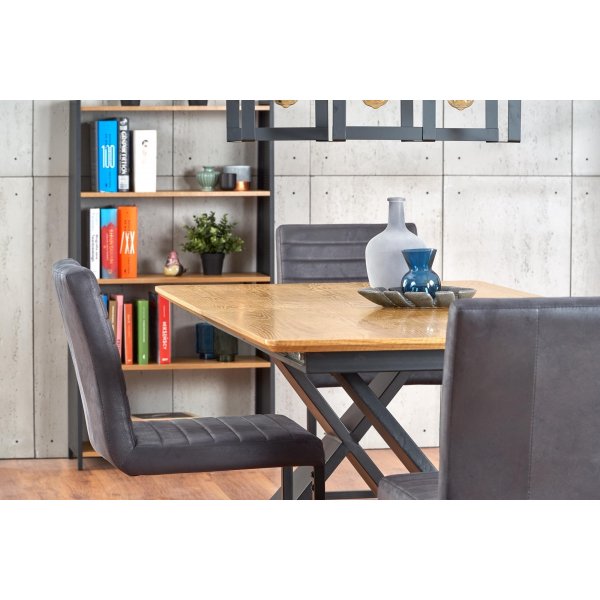 Table à manger extensible Bing 160-220 cm - Chêne/noir Table à manger extensible Bing 160-220 cm - Chêne/noir