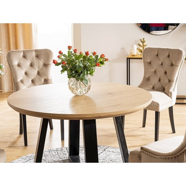 Chaise de salle à manger August - Velours beige Chaise de salle à manger August - Velours beige