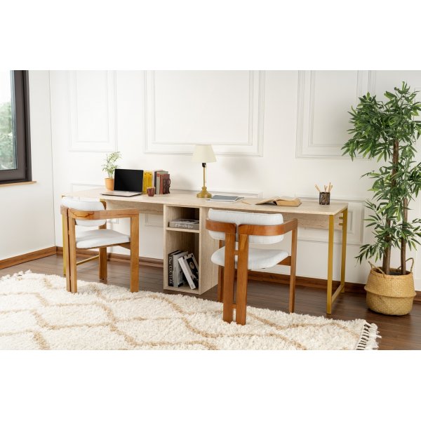Twin skrivbord - Travertin/guld Twin skrivbord - Travertin/guld