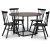 Groupe de salle  manger Sintorp, table  manger ronde 115 cm avec 4 chaises en porte--faux noires Orust - Marbre marron (Stra