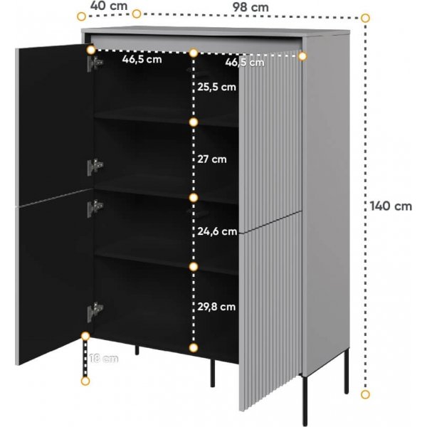 Trend skåp H140 cm - Grå/svart Trend skåp H140 cm - Grå/svart