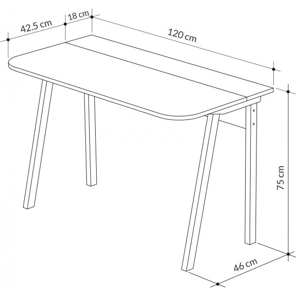 Luton skrivbord 120x60 cm - Vit/gr�