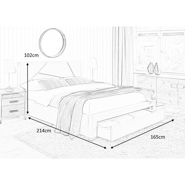 Mica bed met opberger - Grijs (Stof) Mica bed met opberger - Grijs (Stof)