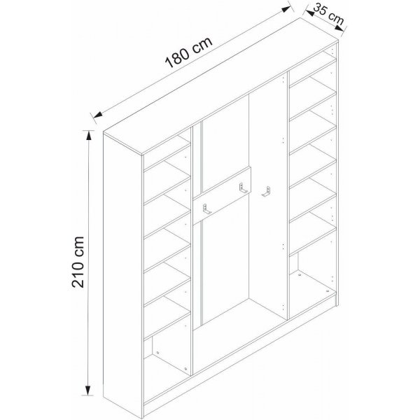 Armadio hallmbel 180 x 35 x 210 cm - Vit