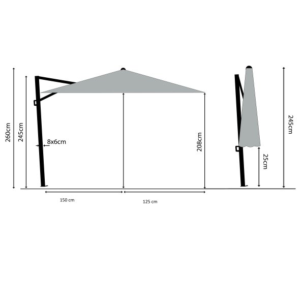 Parasol Marbella gris foncé 250x250 cm Parasol Marbella gris foncé 250x250 cm