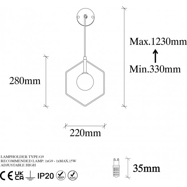 Geometri vägglampa 11105 - Svart/vit Geometri vägglampa 11105 - Svart/vit