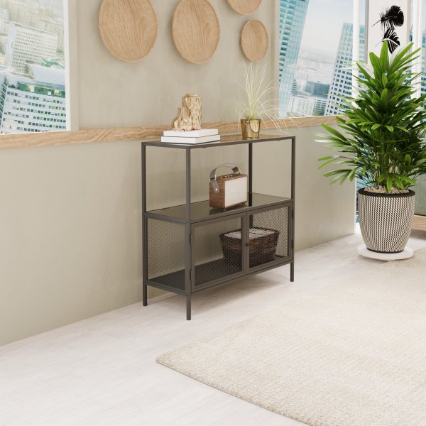 Table relief Tatu 80 x 30 cm - Noir/verre fumé Table relief Tatu 80 x 30 cm - Noir/verre fumé