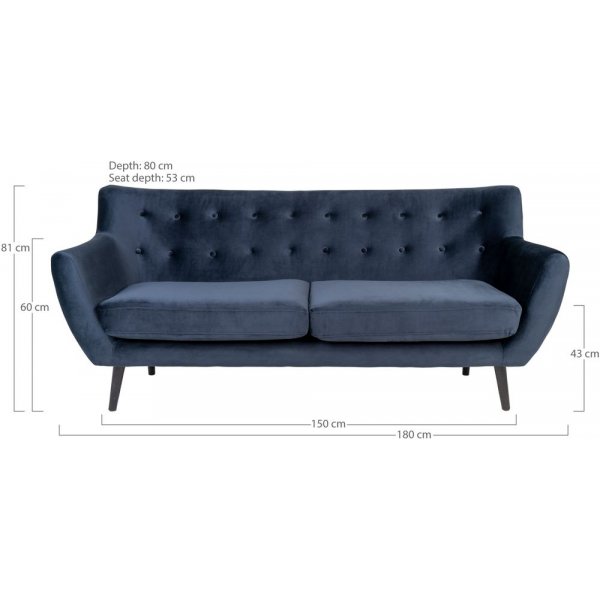 Monte 3-sits soffa - M�rkbl�/svart