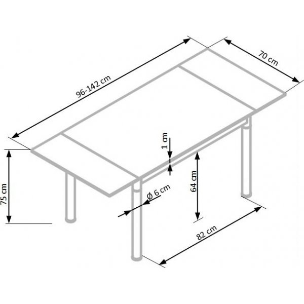 Table  manger Aldona 96-142 cm - Gris/chrome