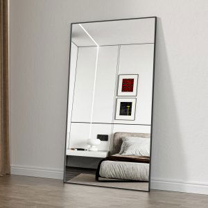 Helkroppsspegel 100 � 170 cm � Svart aluminiumram � Blanche