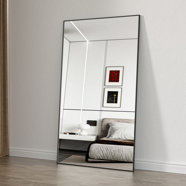 Helkroppsspegel 100 � 170 cm � Svart aluminiumram � Blanche