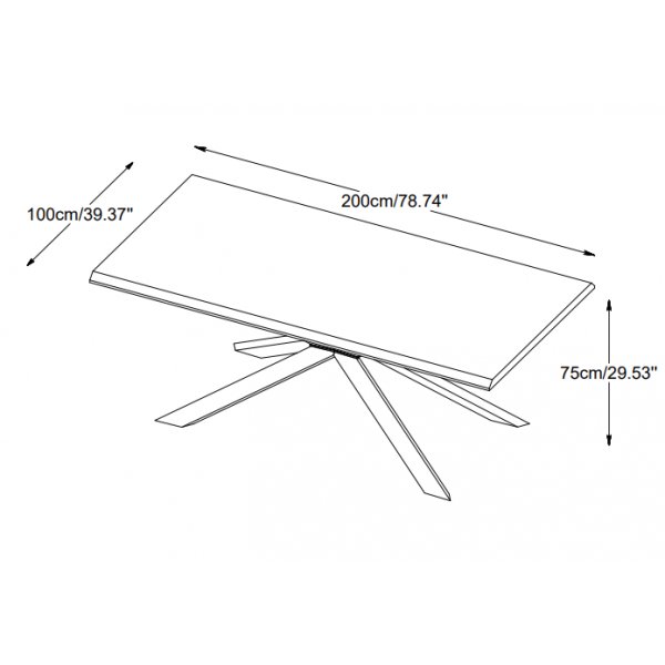 Table à manger Sky en chêne avec pieds croisés - 200x100 cm Table à manger Sky en chêne avec pieds croisés - 200x100 cm