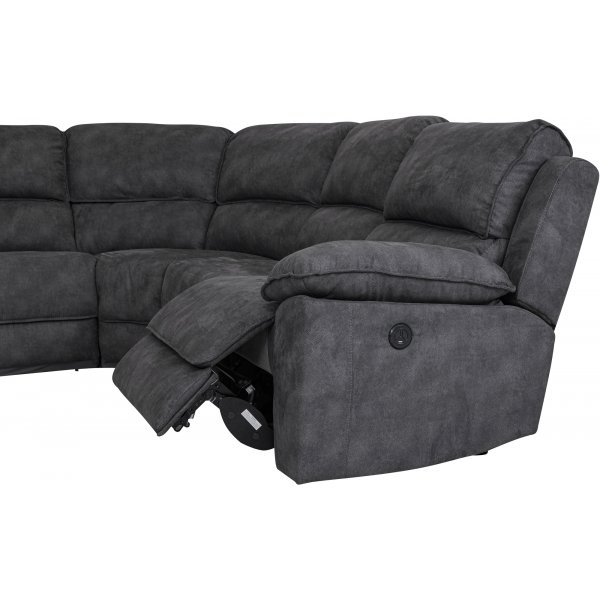 Elektrisk reclinersoffa i mörkgrå microfiber - Hörnsoffa 5-sits + Textilrengöring för möbler Elektrisk reclinersoffa i mörkgrå microfiber - Hörnsoffa 5-sits + Textilrengöring för möbler