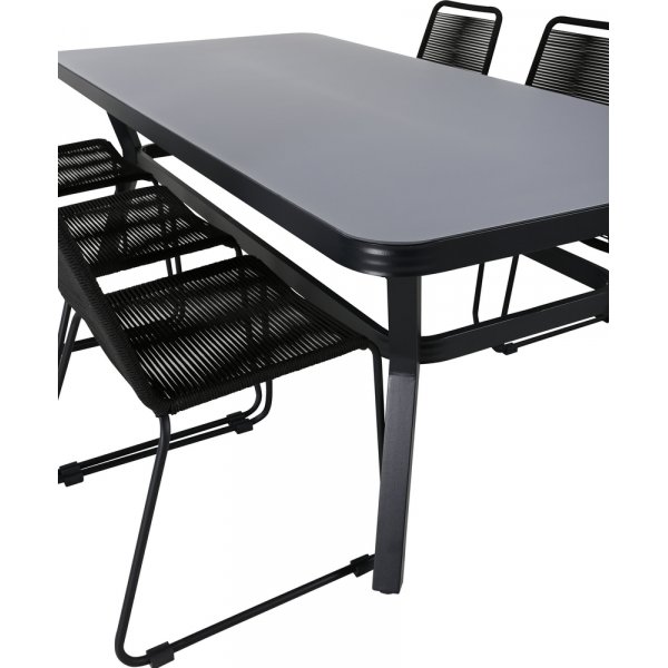 Virya utematgrupp med 6 st Lindos stolar - Svart/Grå Virya utematgrupp med 6 st Lindos stolar - Svart/Grå