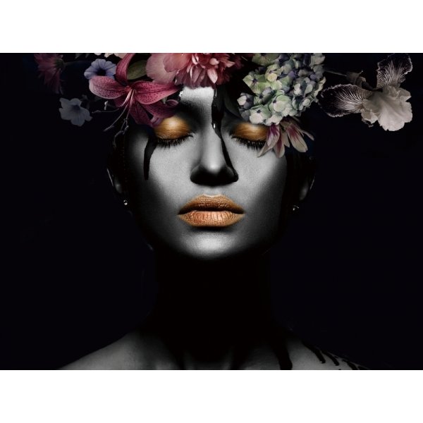 Glastavla - Flower Woman 3 - 80 x 80 cm