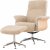 Hagn fauteuil fauteuil met voetenbank - Beige schapenvacht imitatie/geolied eiken + Textielreiniging voor meubels