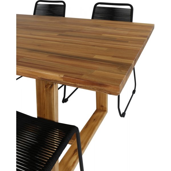 Plankton utematgrupp med 6 st Lindos stolar - Svart/Natur